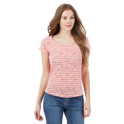Mantaray Red striped floral print t-shirt
